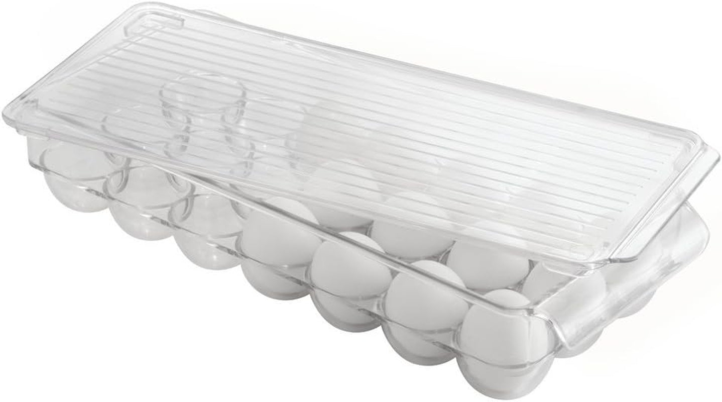 Clear Plastic Egg Holder for Fridge with Lid - 21 Egg Storage Container Organizer Bin