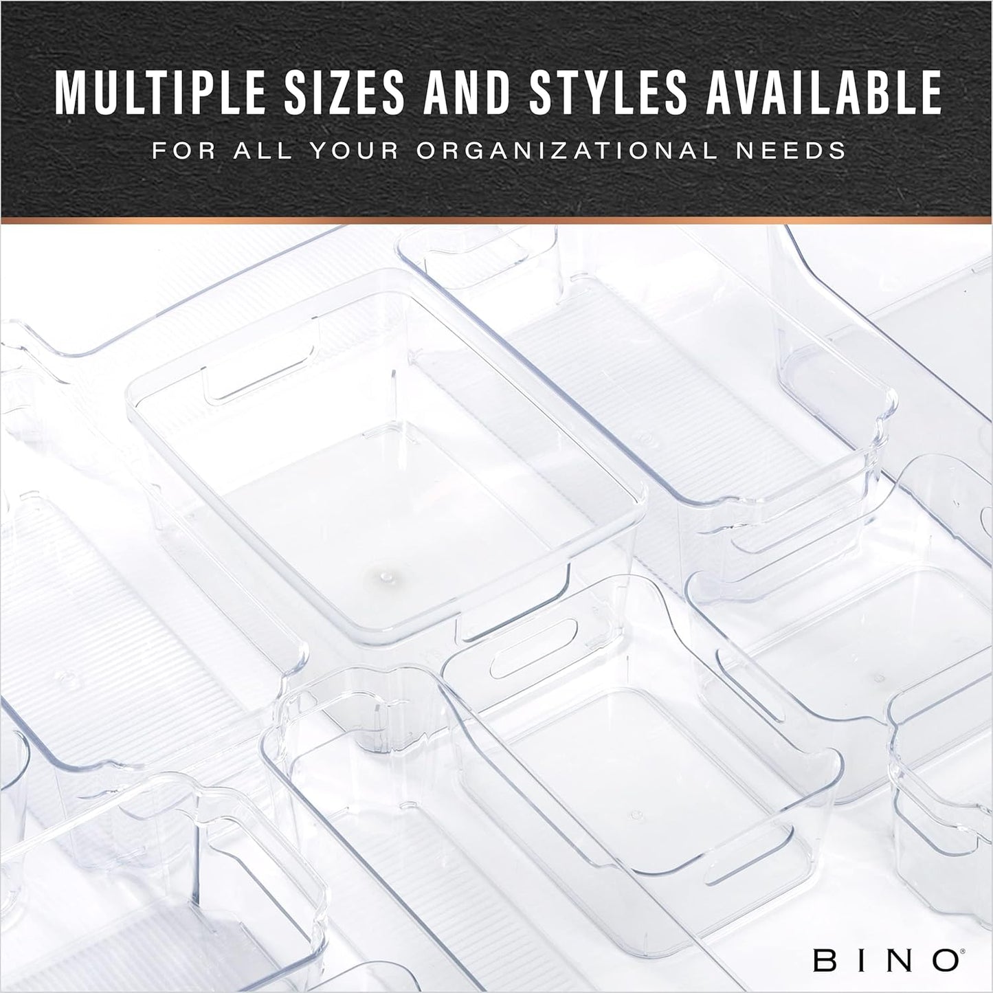 | Plastic Organizer Bins, Small - 4 Pack | the SOHO Collection | Multi-Use Plastic Bin | Pantry & Freezer Organizer Bin | Storage Containers | Bins for Home & Kitchen Org