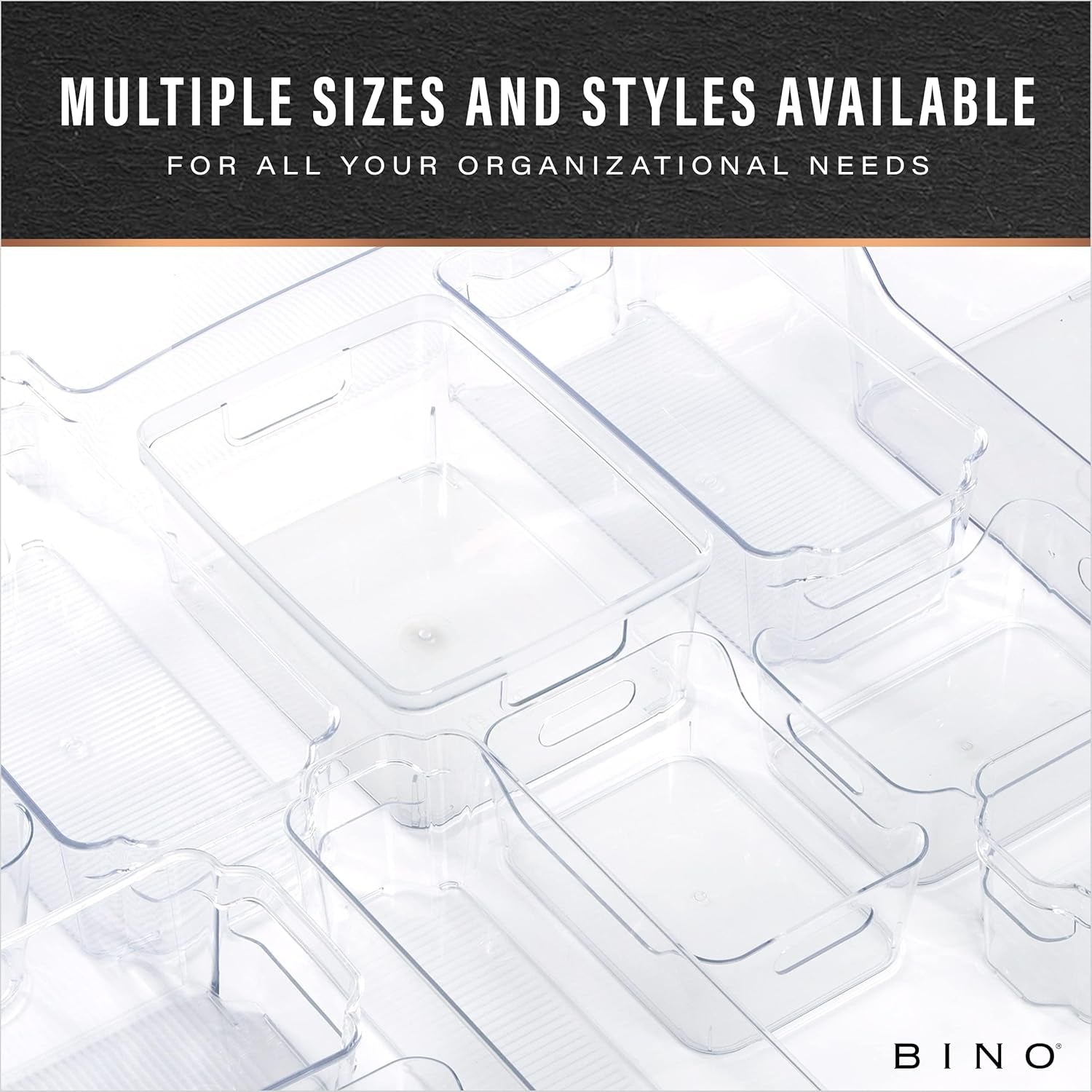 | Plastic Organizer Bins, Small - 4 Pack | the SOHO Collection | Multi-Use Plastic Bin | Pantry & Freezer Organizer Bin | Storage Containers | Bins for Home & Kitchen Org