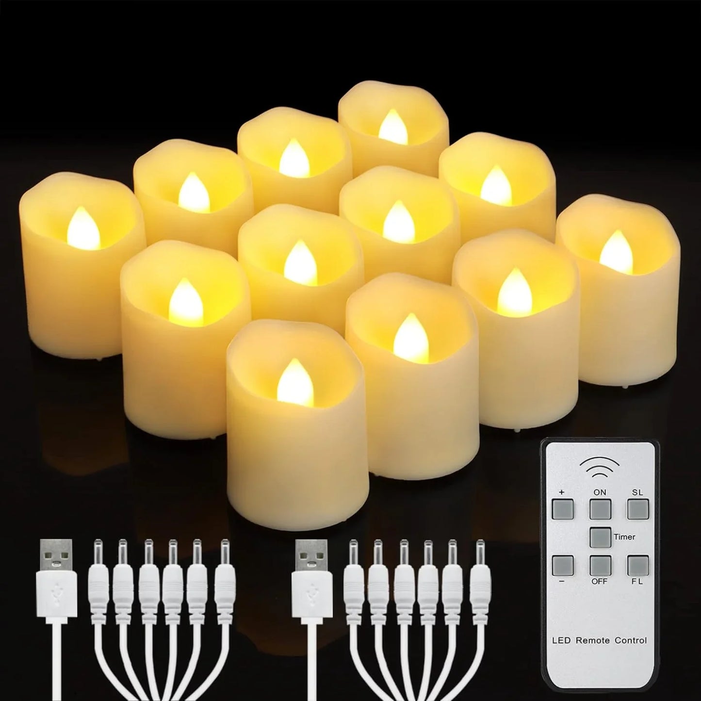 Rechargeable Led Candles Timer Remote LED Light Flameless for Wedding Room Garden Holiday Lighting Home Decor Tea Candle Lamp