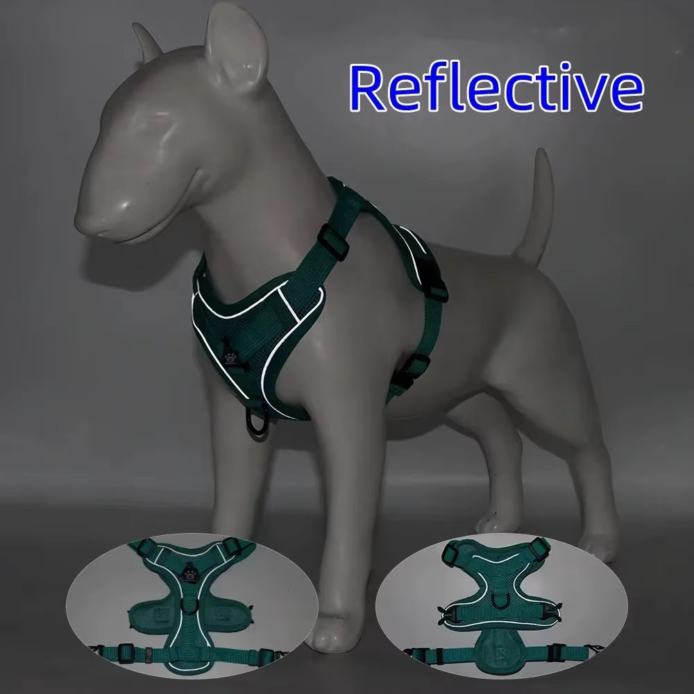 Dog Harness with 1.5M Traction Leash Set No Pull Dog Vest Strap Adjustable Reflective Breathable Harness for Dogs Puppy and Cats