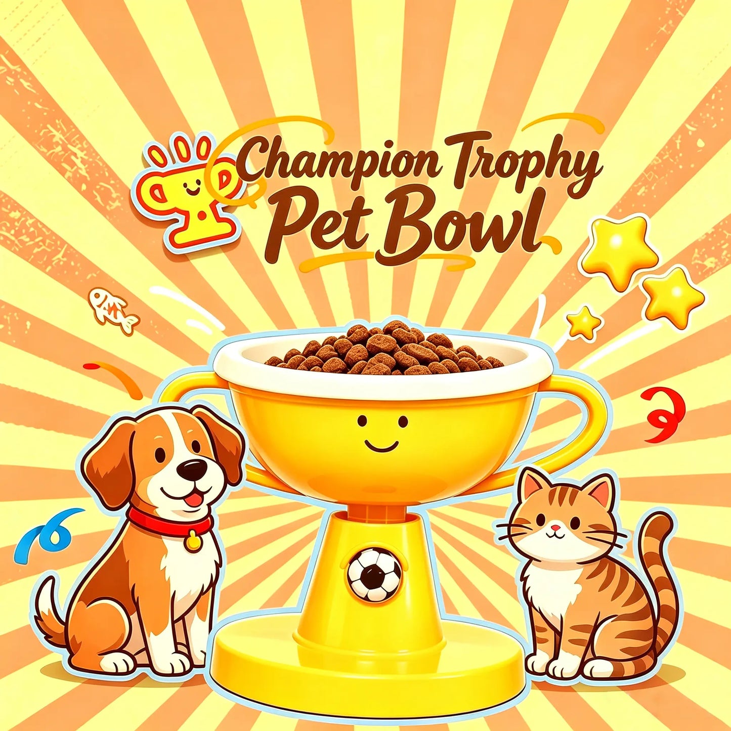 Elevate Mealtime with the UFORU Trophy Shaped Raised Pet Food Bowl - Adjustable, Neck-Friendly Ceramic Feeder for Cats & Small to Medium Dogs
