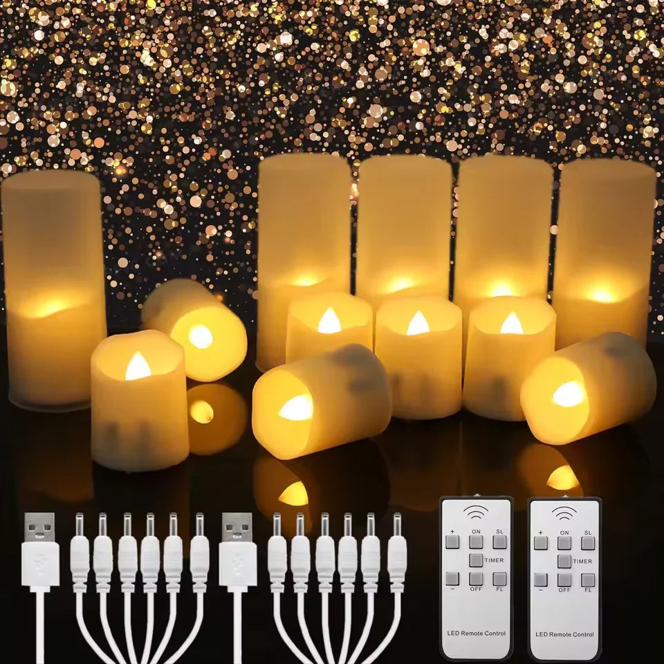 Rechargeable Led Candles Timer Remote LED Light Flameless for Wedding Room Garden Holiday Lighting Home Decor Tea Candle Lamp
