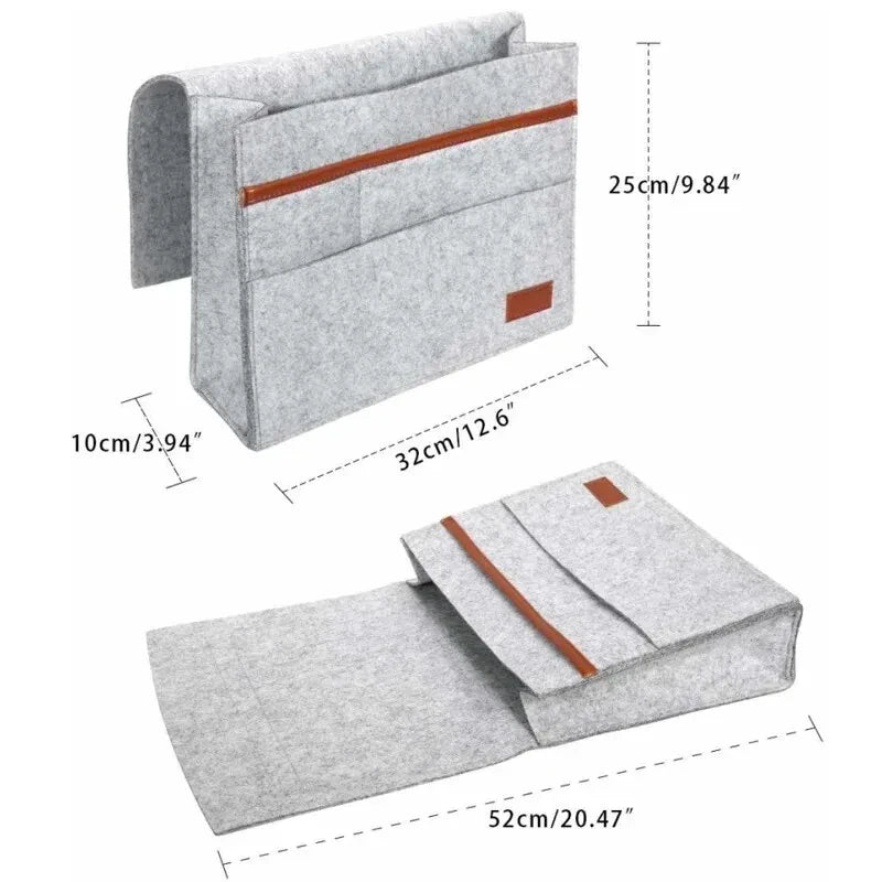 Stylish Bedside Hanging Storage Bag with Phone Remote and Tissue Holder Dormitory Felt Bedside Hanging Organizer