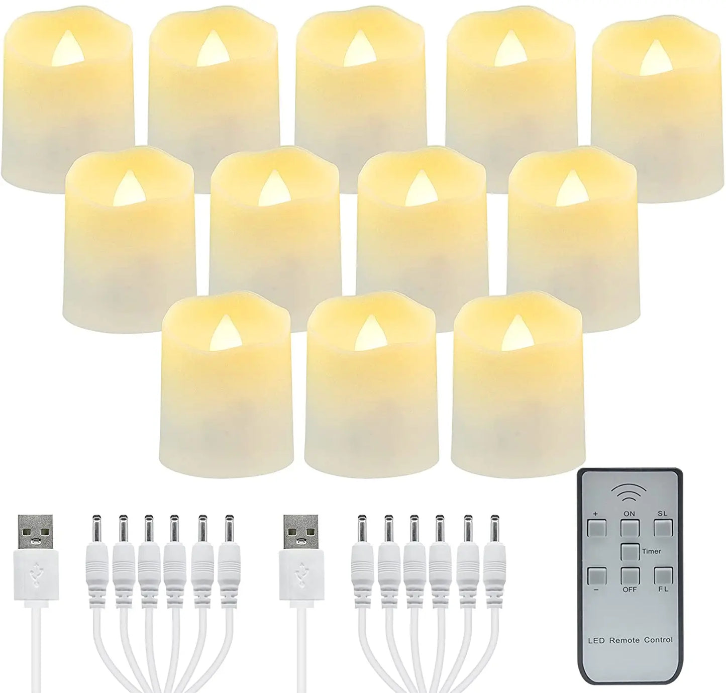 Rechargeable Led Candles Timer Remote LED Light Flameless for Wedding Room Garden Holiday Lighting Home Decor Tea Candle Lamp