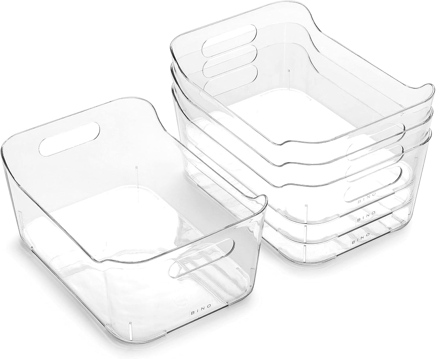 | Plastic Organizer Bins, Small - 4 Pack | the SOHO Collection | Multi-Use Plastic Bin | Pantry & Freezer Organizer Bin | Storage Containers | Bins for Home & Kitchen Org