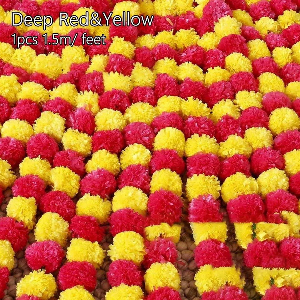 Long Strands Artificial Marigold Garland​​ Pooja Diwali Fiesta Indian Décor Pooja Marigold Flowers​​ Pooja Wedding Events Decor