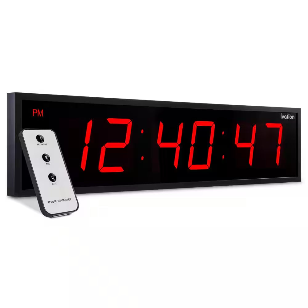 30 In. Large Digital Wall Clock, Wall Mounted LED Wall Clock, Red