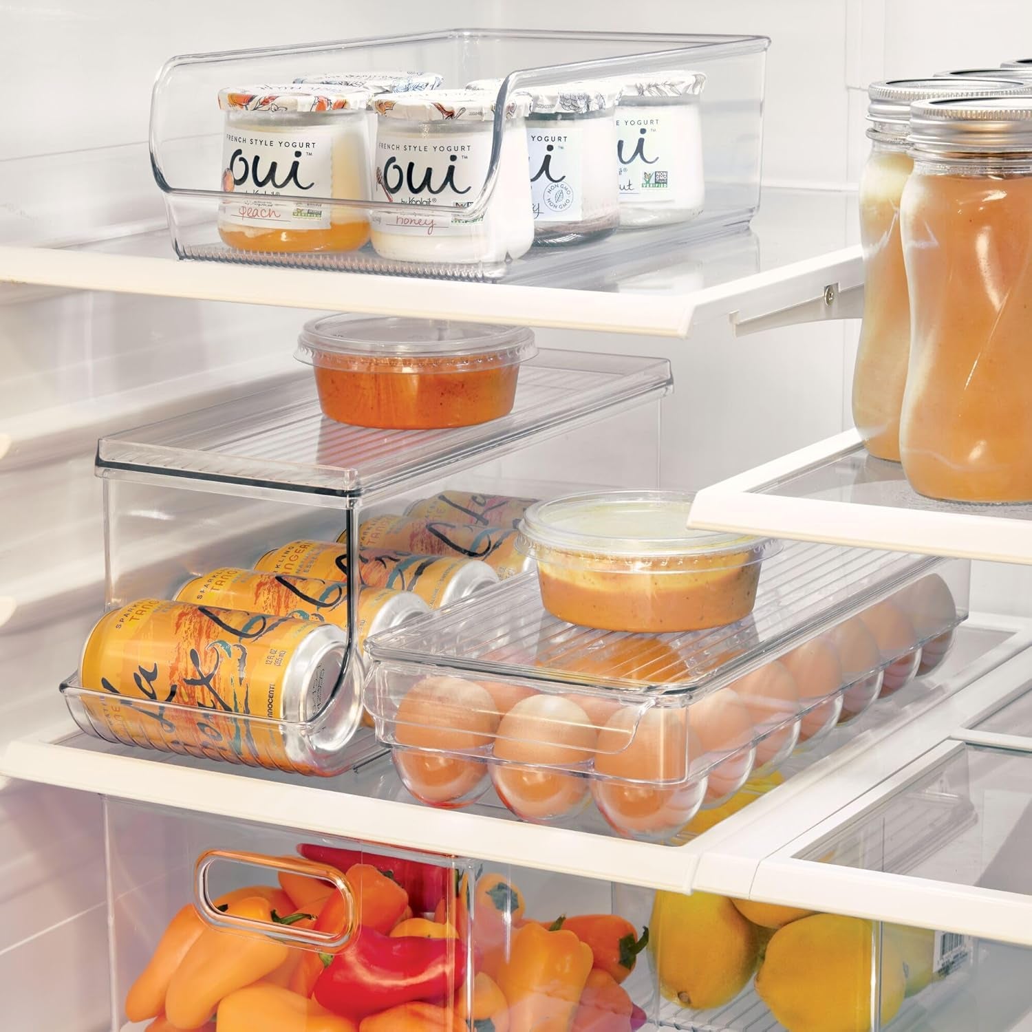 Clear Plastic Egg Holder for Fridge with Lid - 21 Egg Storage Container Organizer Bin