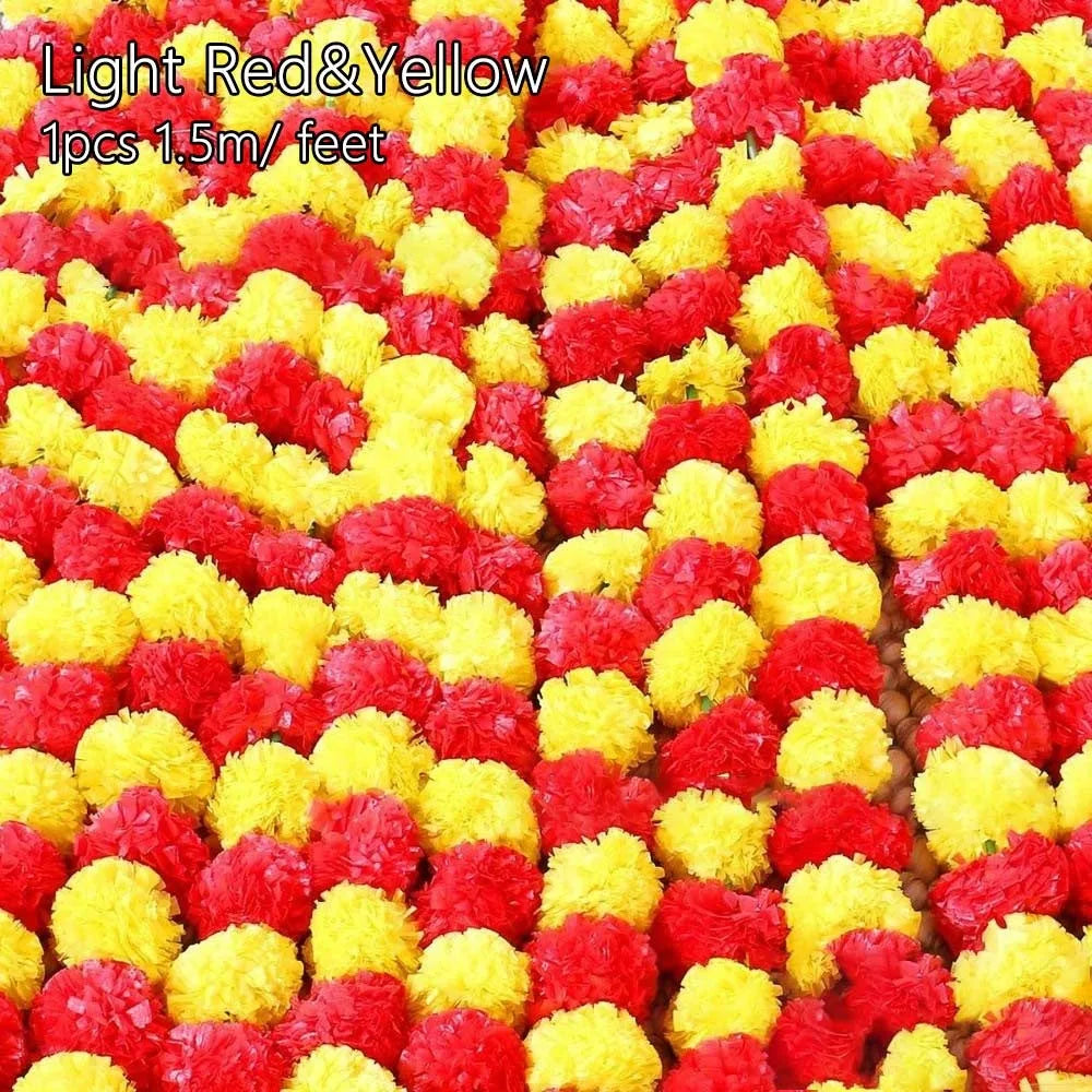 Long Strands Artificial Marigold Garland​​ Pooja Diwali Fiesta Indian Décor Pooja Marigold Flowers​​ Pooja Wedding Events Decor