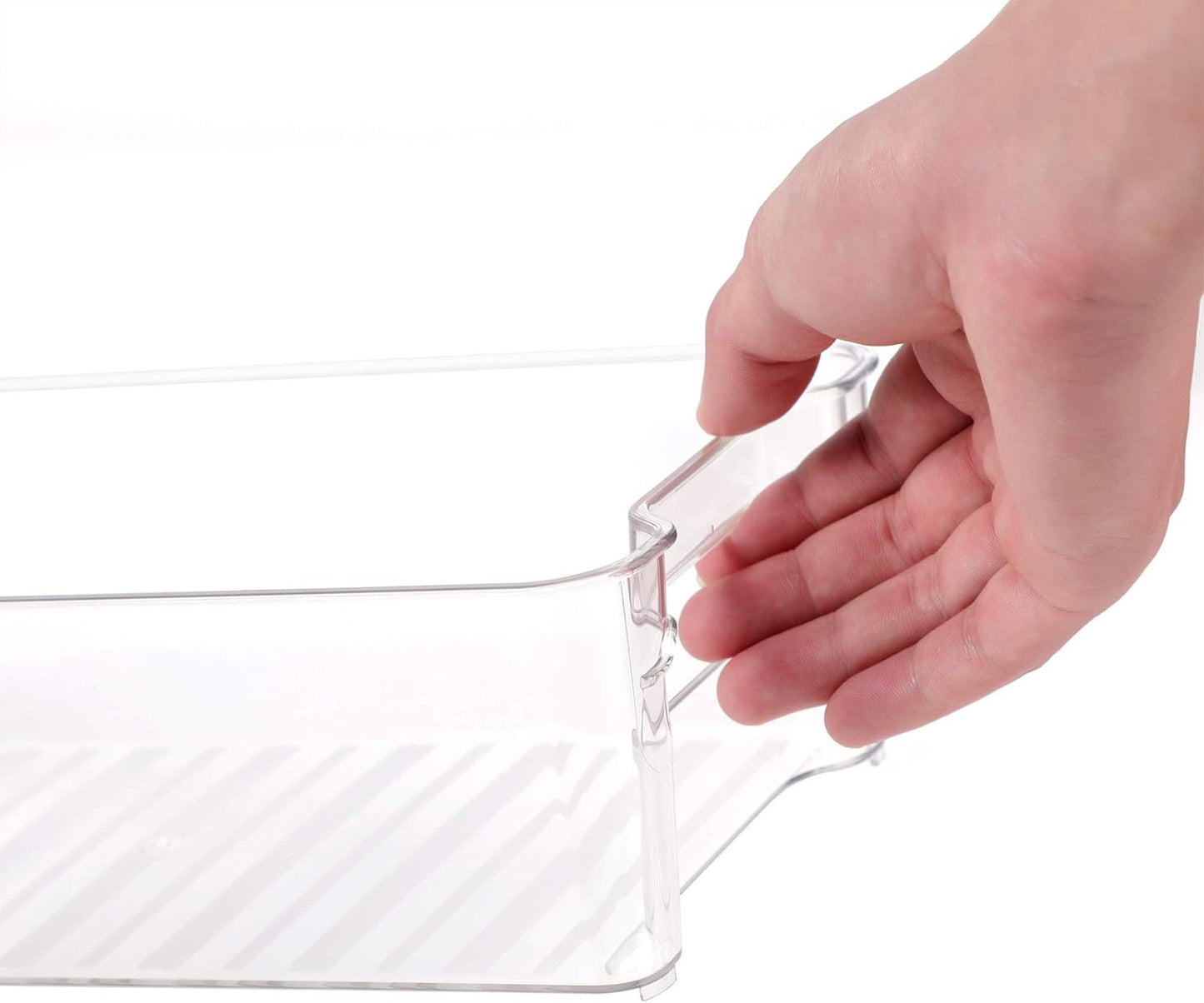 Refrigerator Organizer Bins - 10 Piece Plastic Refrigerator Storage Bins with Handle - Fridge Organizers and Storage Clear for Pantry, Kitchen, Freezer, Cabinet Organization, BPA Free -