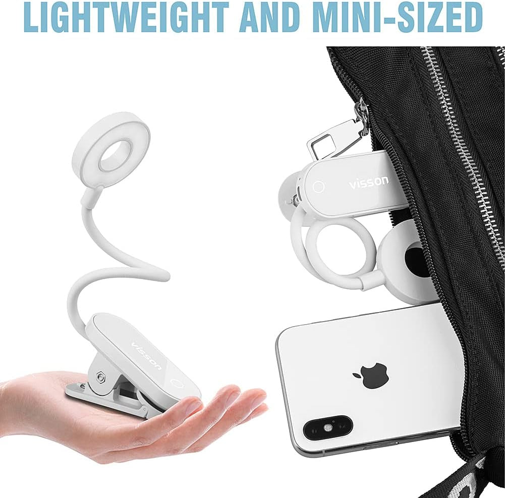 Stepless Dimming Book Light,12 LED Reading Lights for Books in Bed,3 Color Temperature,Rechargeable Clip-On Light with Magnetic Function.Perfect for Bookworms,Kids