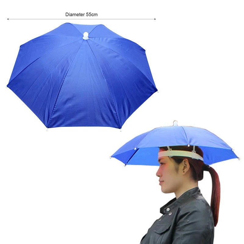 Portable Rain Umbrella Hat Army Green Foldable Outdoor Pesca Sun Shade Waterproof Camping Fishing Headwear Cap Beach Head Hats