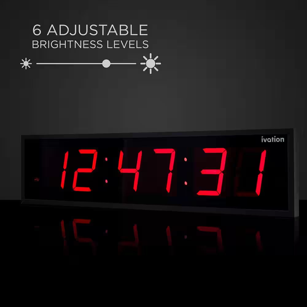 30 In. Large Digital Wall Clock, Wall Mounted LED Wall Clock, Red