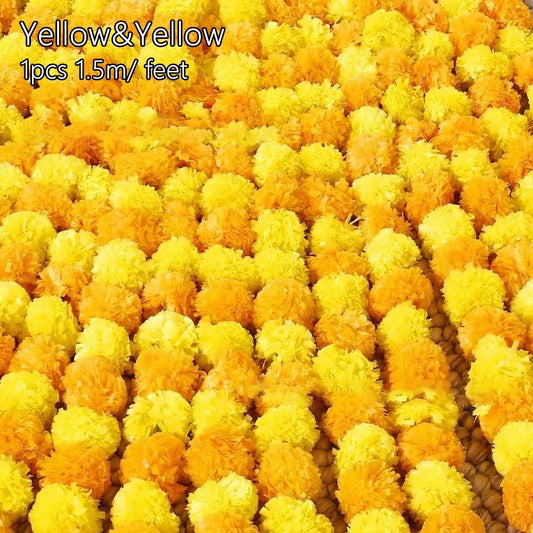 Long Strands Artificial Marigold Garland​​ Pooja Diwali Fiesta Indian Décor Pooja Marigold Flowers​​ Pooja Wedding Events Decor