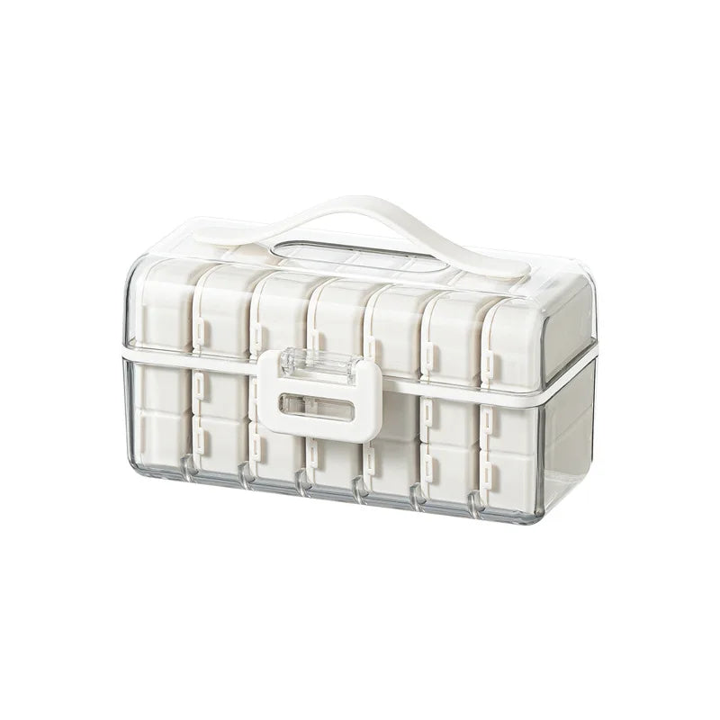21Grids Pill Box Weekly Portable Large Capacity Travel Pill Case Clear Sealed Medicine Compartment Storage Box Pill Container