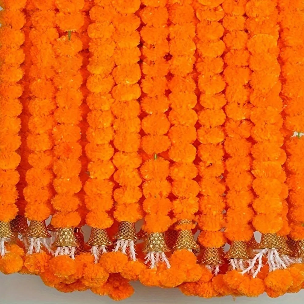 Long Strands Artificial Marigold Garland​​ Pooja Diwali Fiesta Indian Décor Pooja Marigold Flowers​​ Pooja Wedding Events Decor