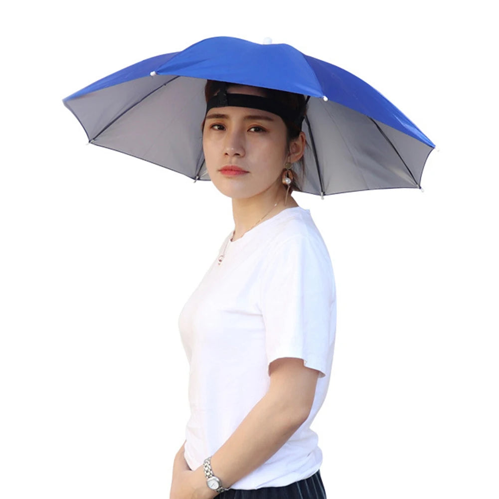 Portable Rain Umbrella Hat Army Green Foldable Outdoor Pesca Sun Shade Waterproof Camping Fishing Headwear Cap Beach Head Hats