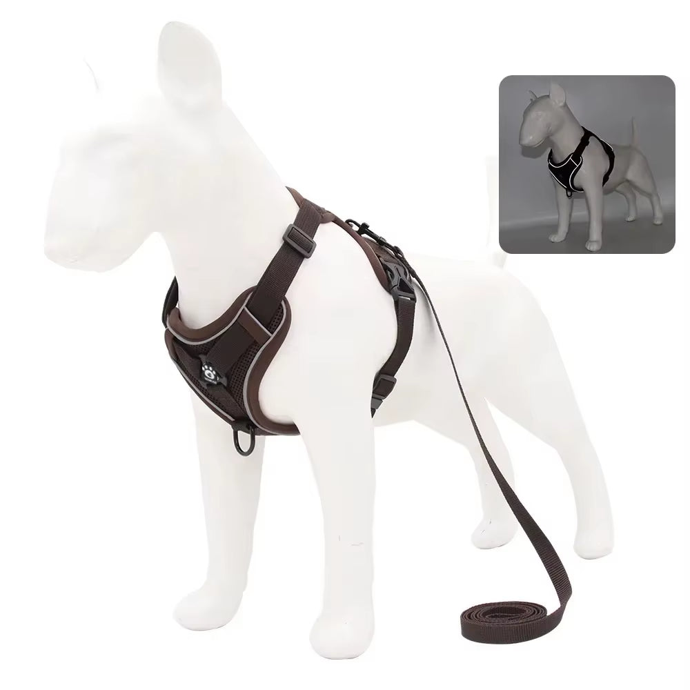 Dog Harness with 1.5M Traction Leash Set No Pull Dog Vest Strap Adjustable Reflective Breathable Harness for Dogs Puppy and Cats