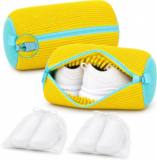 Shoe Washing Machine Bag Laundry Shoe Bag for Washer and Dryer Reusable 2Pc Shoe Cleaning Bags for Sneakers 360° Deep Cleaning Machine for All Shoes Types with Self-Locking Zipper