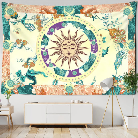 Sun Face Indian Mandala Tapestry Wall Hanging Boho Decor Covering Psychedelic Hippie Home