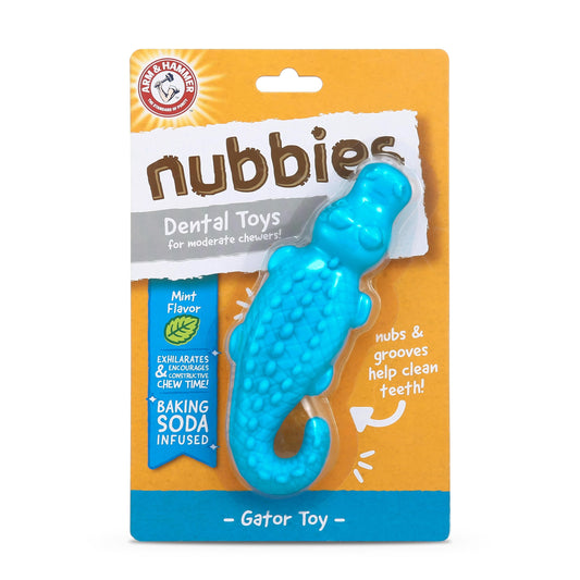 Arm & Hammer for Pets Nubbies Dental Toys Gator Dental Chew Toy for Dogs Best Dog Chew Toy for Moderate Chewers Reduces Plaque & Tartar Buildup Without Brushing, Gator (Pack of 1)
