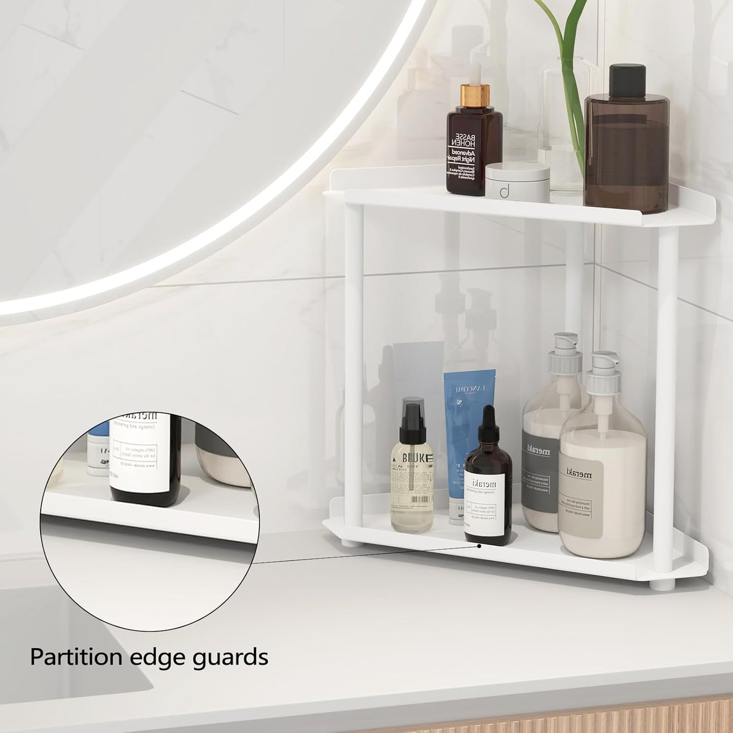 Corner Bathroom Counter Organizer, Bathroom Organizer Countertop,Countertop Storage Shelf for Bath, Kitchen, Living Room, Bedroom