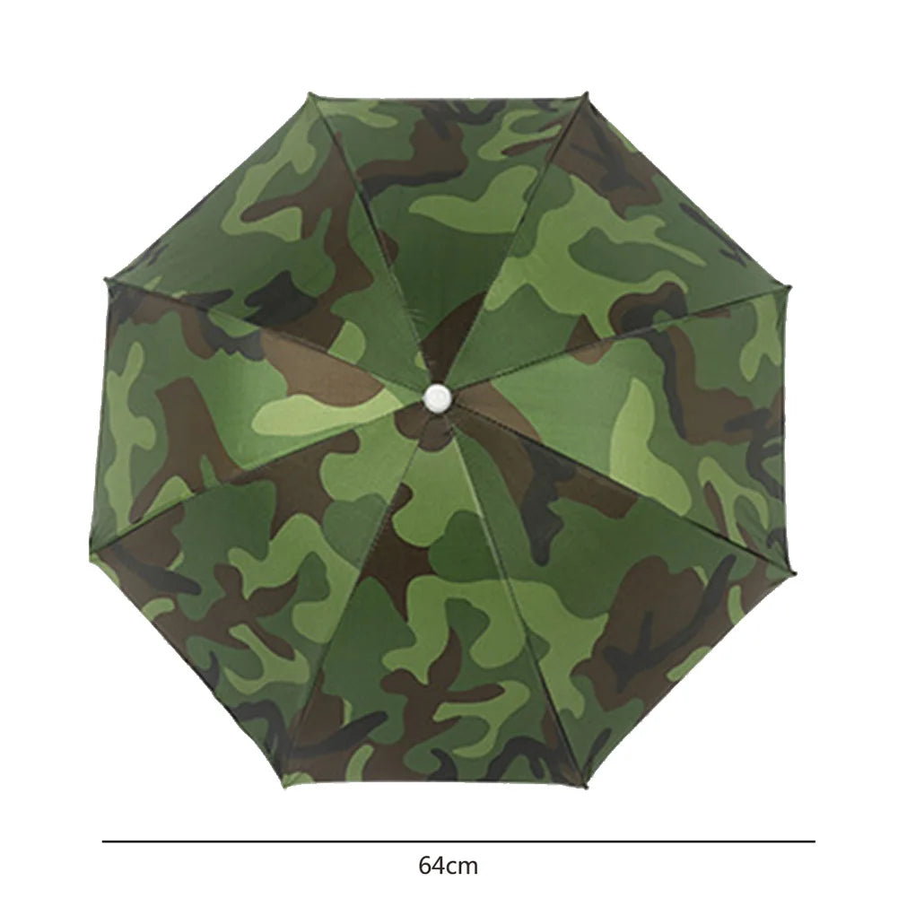 Portable Rain Umbrella Hat Army Green Foldable Outdoor Pesca Sun Shade Waterproof Camping Fishing Headwear Cap Beach Head Hats