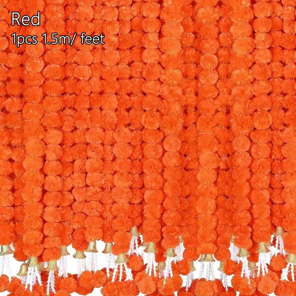Long Strands Artificial Marigold Garland​​ Pooja Diwali Fiesta Indian Décor Pooja Marigold Flowers​​ Pooja Wedding Events Decor