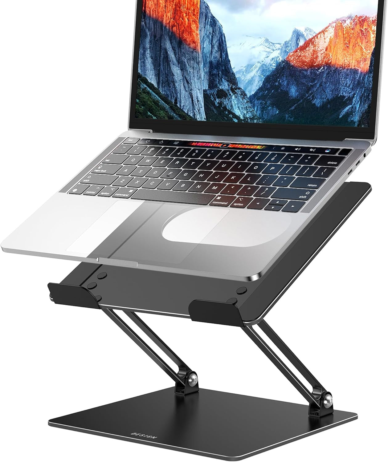 LS10 Laptop Stand for Desk, Ergonomic Adjustable Notebook Tablet Stand, Foldable Laptop Riser, Portable Desktop Book Stands, Computer Holder Compatible with 10-14" Laptops, Black
