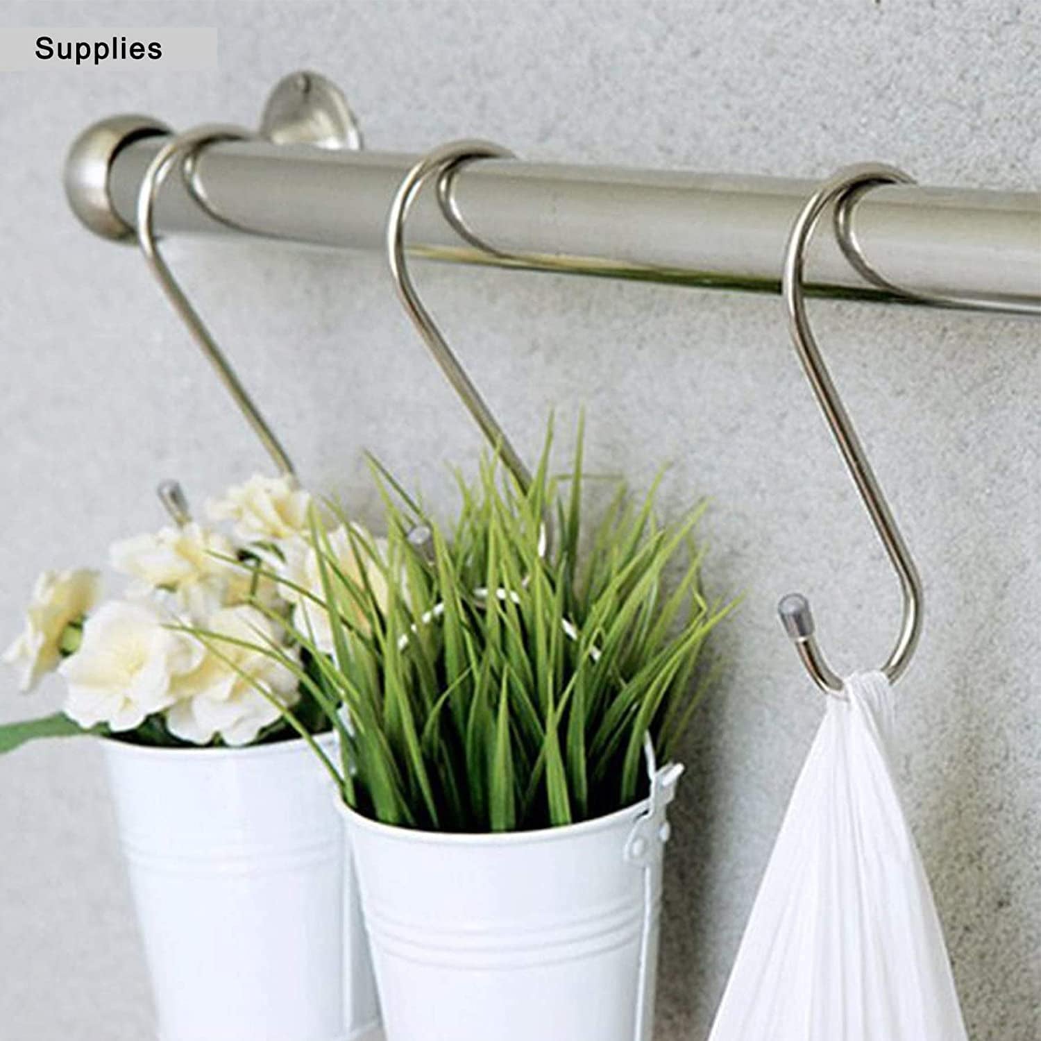10 Pack 3.5 Inch Heavy Duty S Hooks for Plants, Outdoor, Light, Cup, Large Hangers - Black