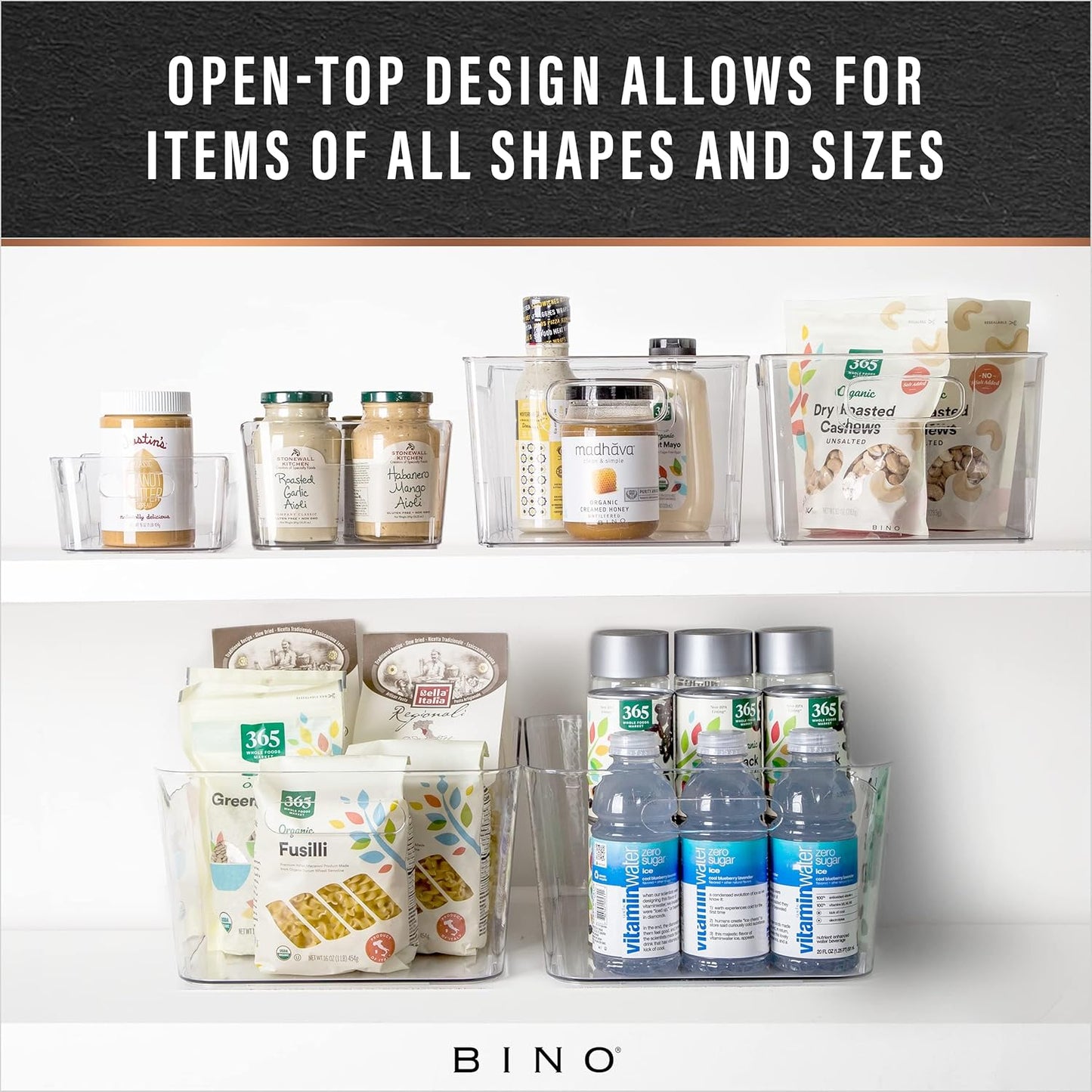 | Plastic Organizer Bins, Small - 4 Pack | the SOHO Collection | Multi-Use Plastic Bin | Pantry & Freezer Organizer Bin | Storage Containers | Bins for Home & Kitchen Org