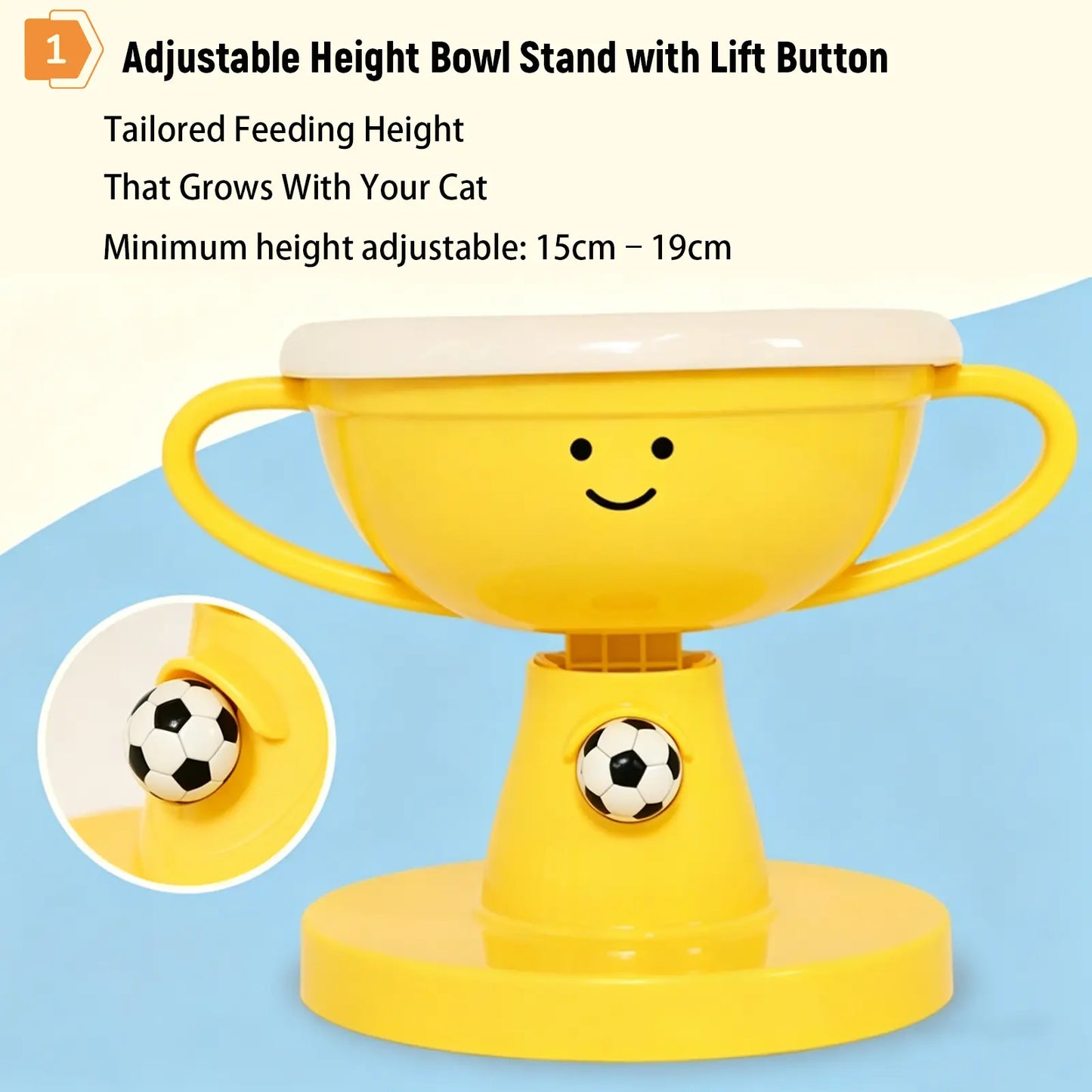 Elevate Mealtime with the UFORU Trophy Shaped Raised Pet Food Bowl - Adjustable, Neck-Friendly Ceramic Feeder for Cats & Small to Medium Dogs