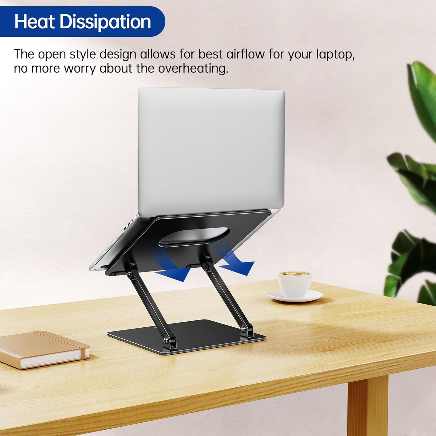 LS10 Laptop Stand for Desk, Ergonomic Adjustable Notebook Tablet Stand, Foldable Laptop Riser, Portable Desktop Book Stands, Computer Holder Compatible with 10-14" Laptops, Black