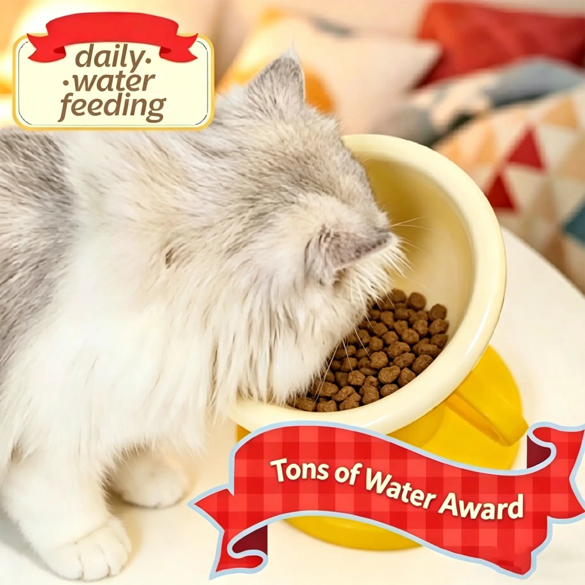 Elevate Mealtime with the UFORU Trophy Shaped Raised Pet Food Bowl - Adjustable, Neck-Friendly Ceramic Feeder for Cats & Small to Medium Dogs