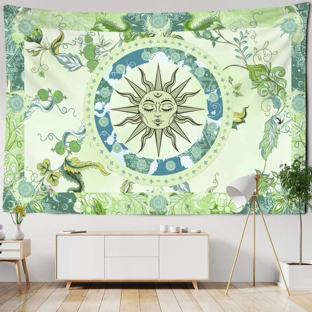 Sun Face Indian Mandala Tapestry Wall Hanging Boho Decor Covering Psychedelic Hippie Home