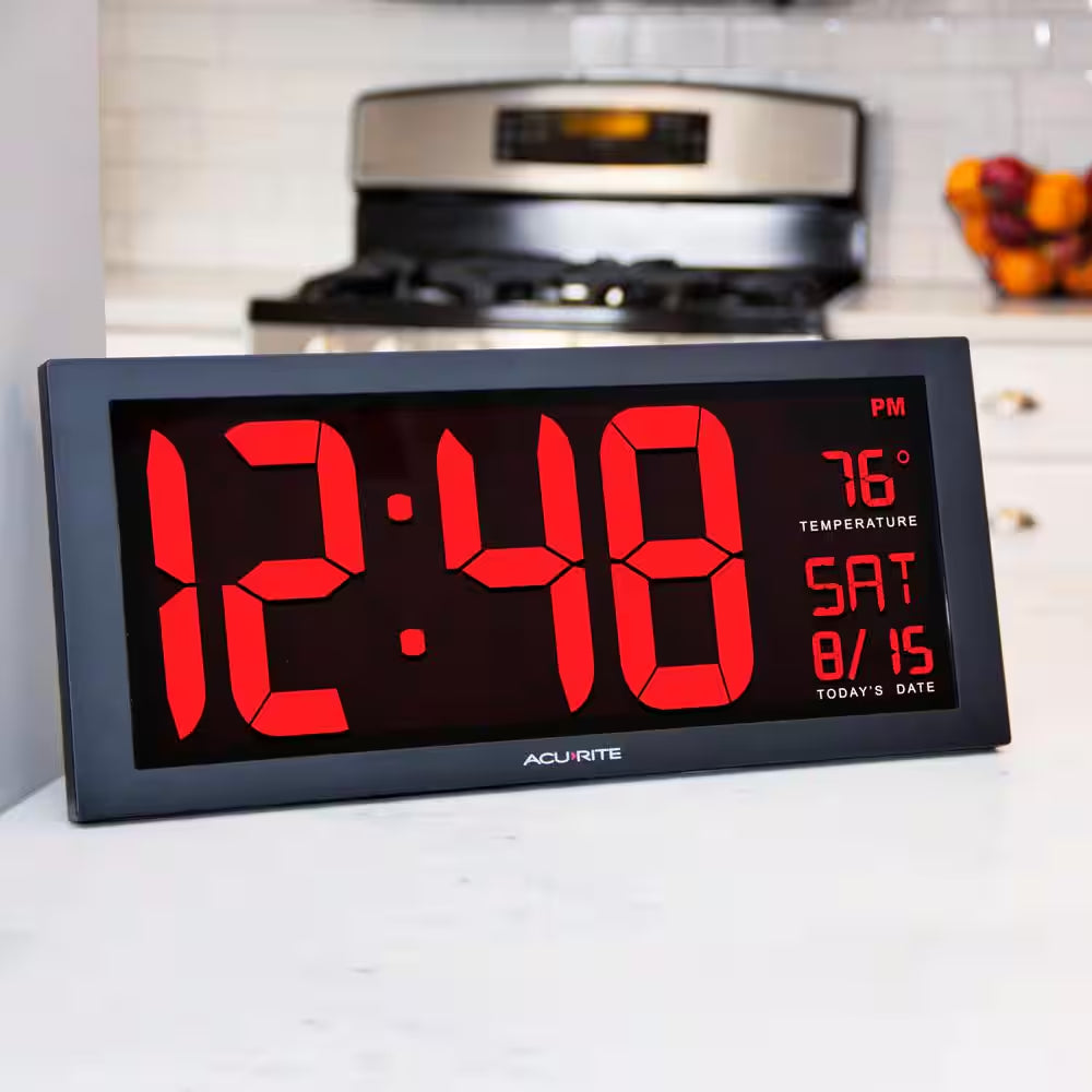 14.5 In. Large LED Clock with Indoor Temperature