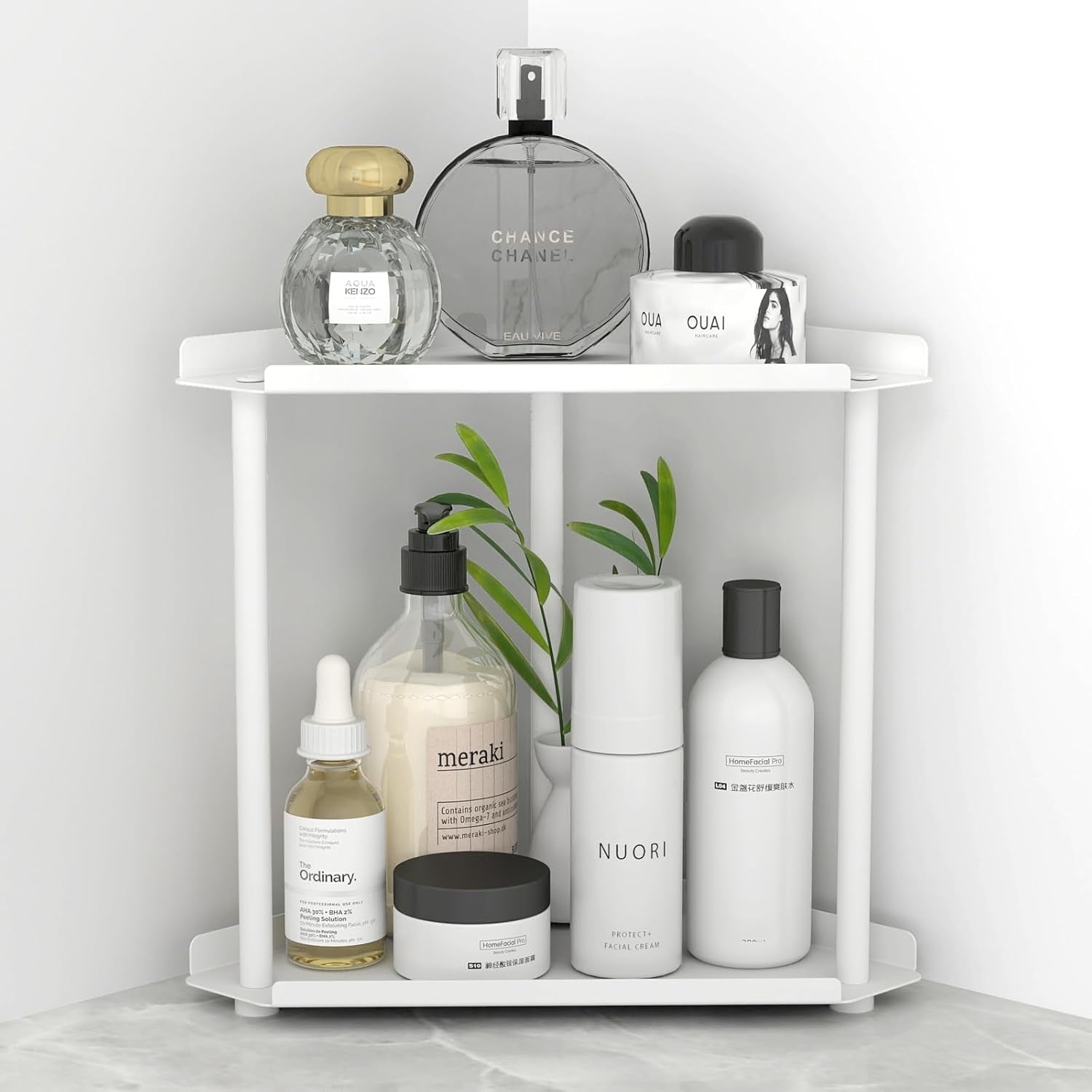 Corner Bathroom Counter Organizer, Bathroom Organizer Countertop,Countertop Storage Shelf for Bath, Kitchen, Living Room, Bedroom