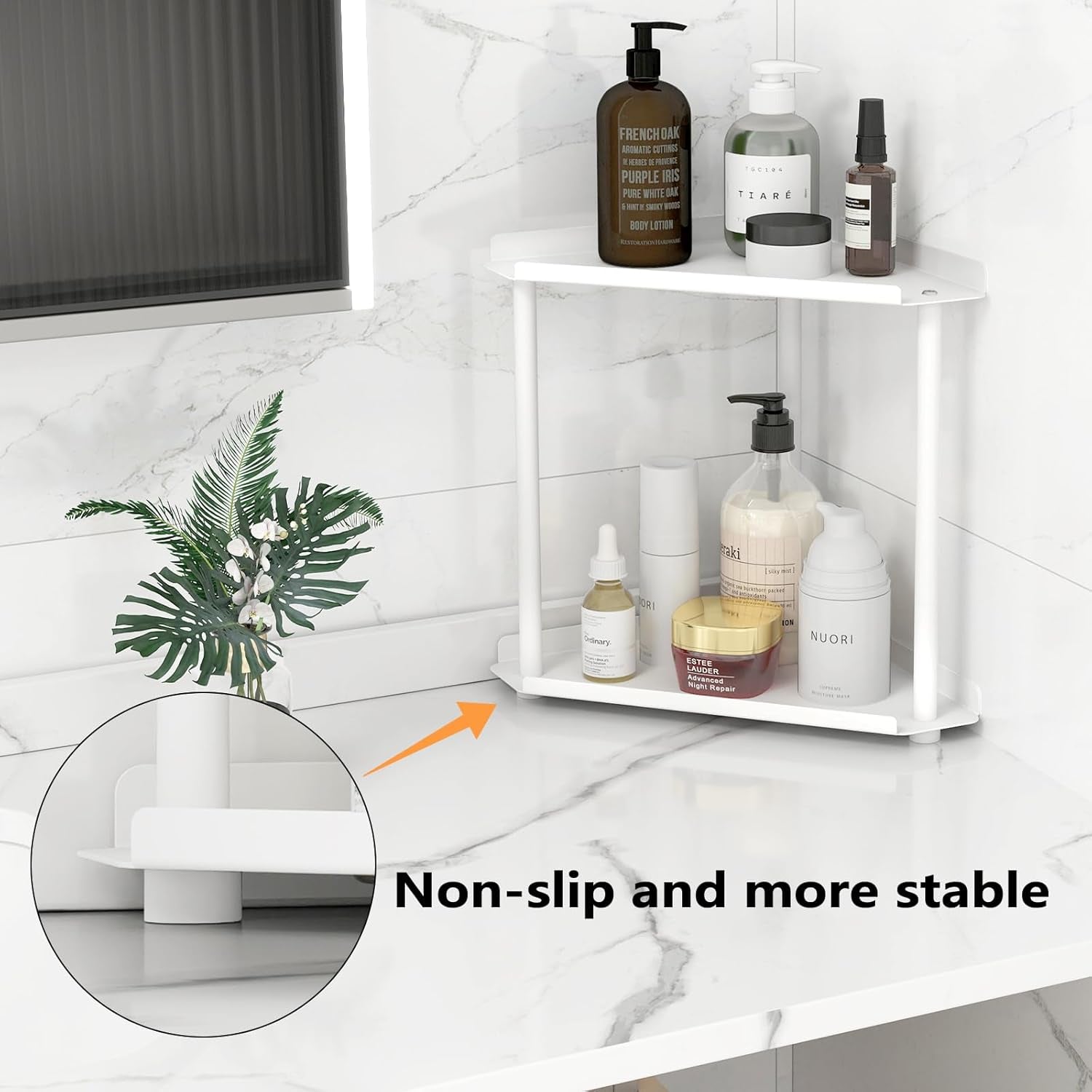Corner Bathroom Counter Organizer, Bathroom Organizer Countertop,Countertop Storage Shelf for Bath, Kitchen, Living Room, Bedroom