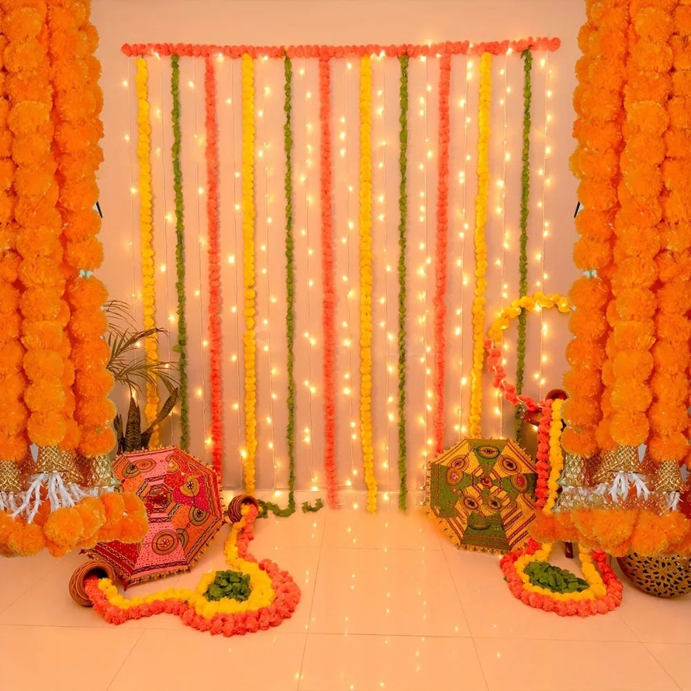 Long Strands Artificial Marigold Garland​​ Pooja Diwali Fiesta Indian Décor Pooja Marigold Flowers​​ Pooja Wedding Events Decor