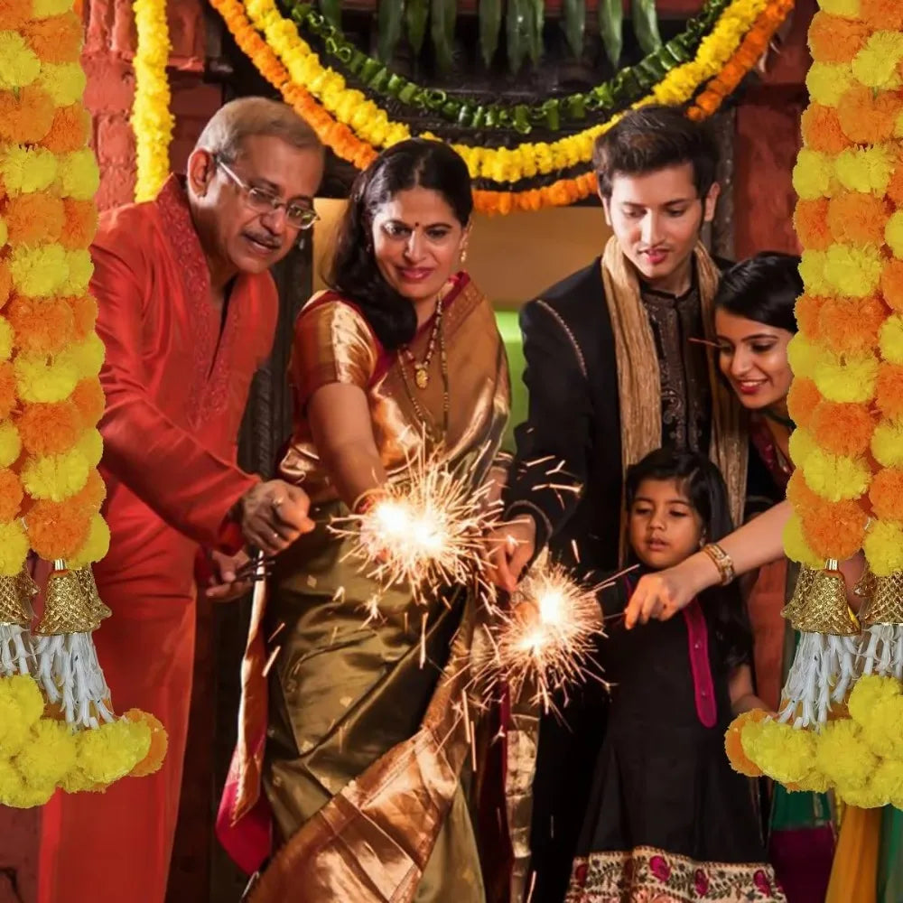 Long Strands Artificial Marigold Garland​​ Pooja Diwali Fiesta Indian Décor Pooja Marigold Flowers​​ Pooja Wedding Events Decor