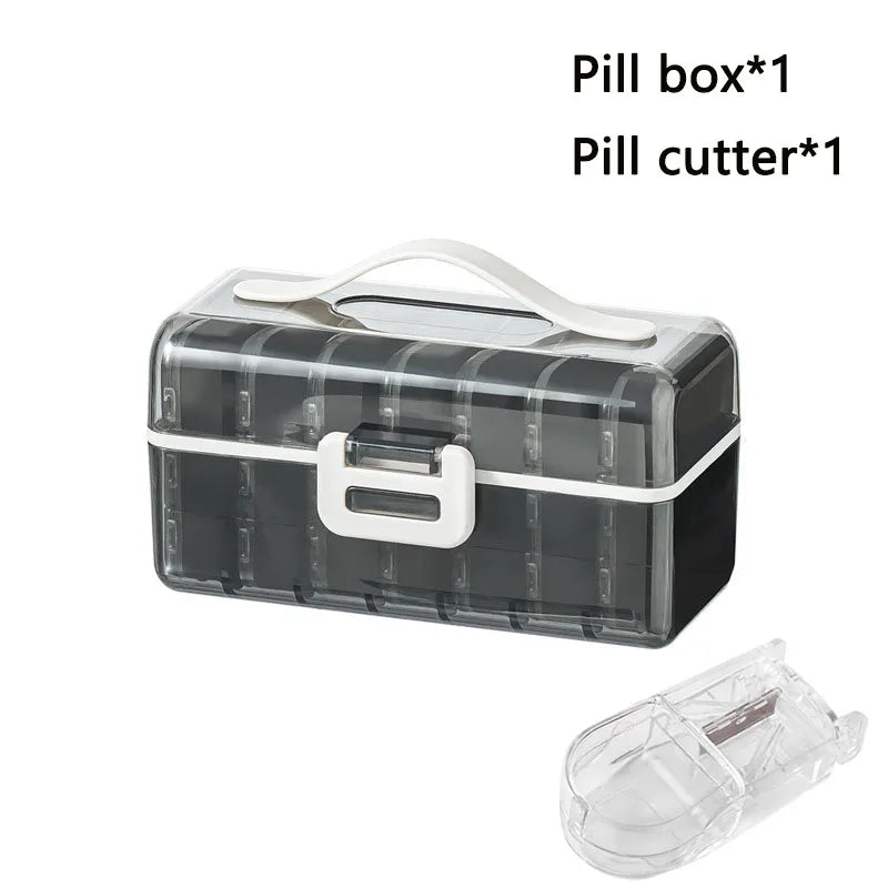 21Grids Pill Box Weekly Portable Large Capacity Travel Pill Case Clear Sealed Medicine Compartment Storage Box Pill Container