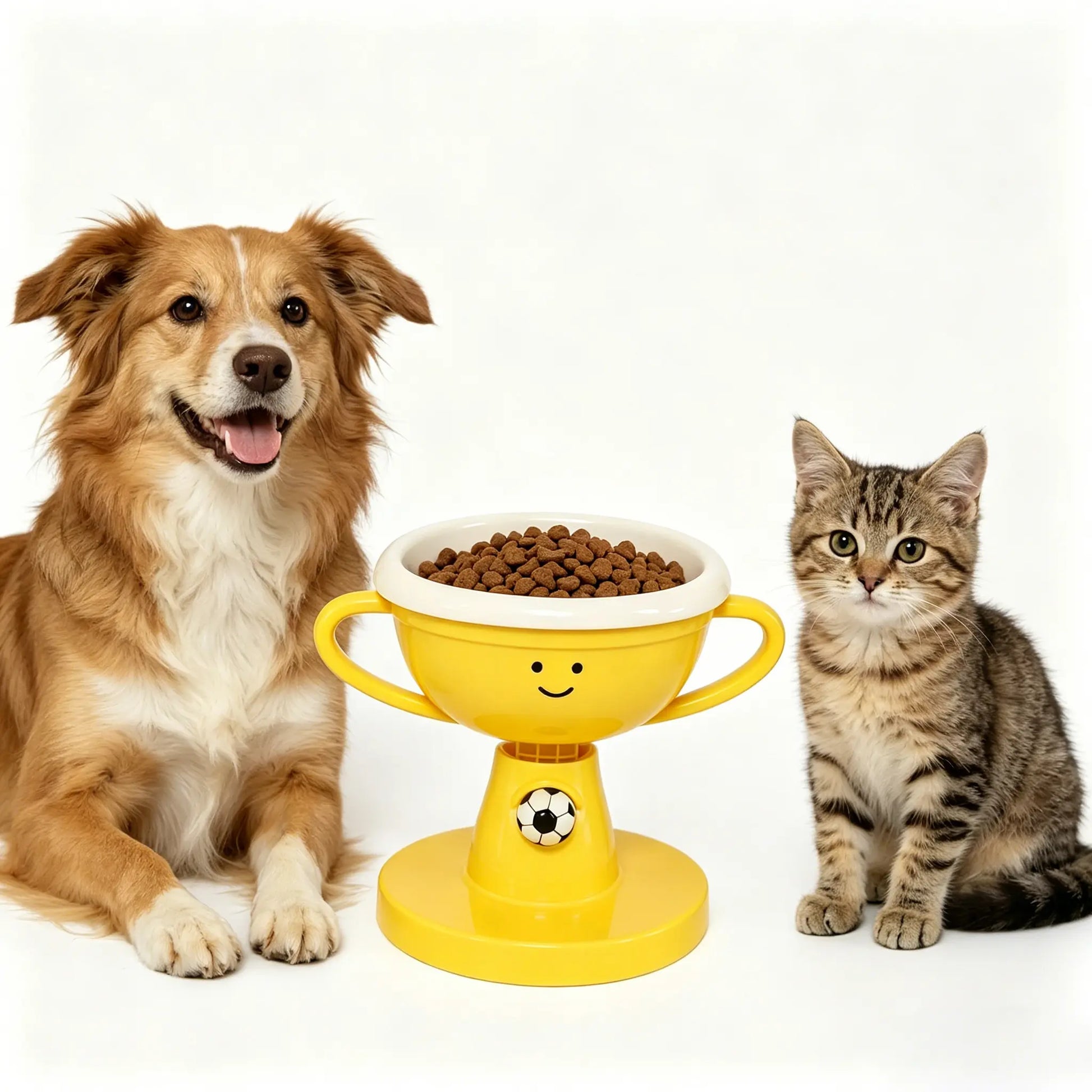 Elevate Mealtime with the UFORU Trophy Shaped Raised Pet Food Bowl - Adjustable, Neck-Friendly Ceramic Feeder for Cats & Small to Medium Dogs