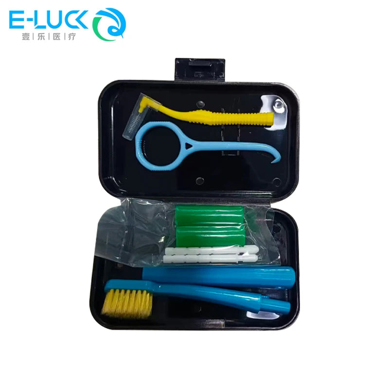 Dental Cleaning Care Kits Portable Travel Oral Cleaning Kits Detachable Toothbrush Interdental Brush Tongue Scraper Storage Case