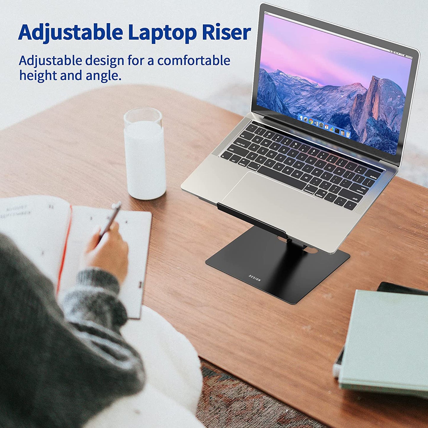 LSX5 Aluminum Computer Stand, Ergonomic Adjustable Notebook Riser Holder Compatible with Air, Pro, Dell, HP, Lenovo More 10-14" Laptops (Black)